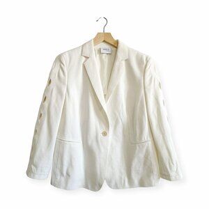 Akris Punto Scalloped Sleeve Blazer,  White/Ivory, Size‎ 12